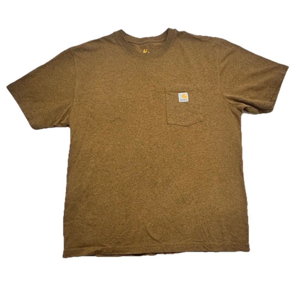 Carhartt Mens Large Cotton T Shirt Brown Loose Fit Short Sleeve